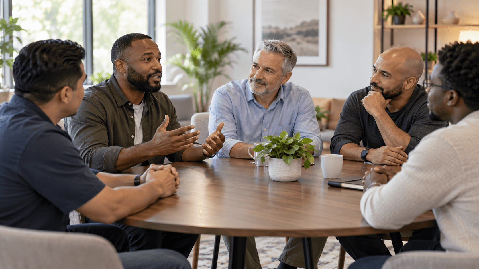 Fathers in group discussion